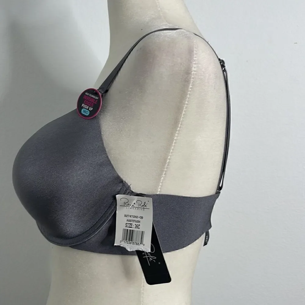 NWT Rene Rofe push up adjustable strap bra.  Invisible edges. Size 36C - Picture 2 of 9